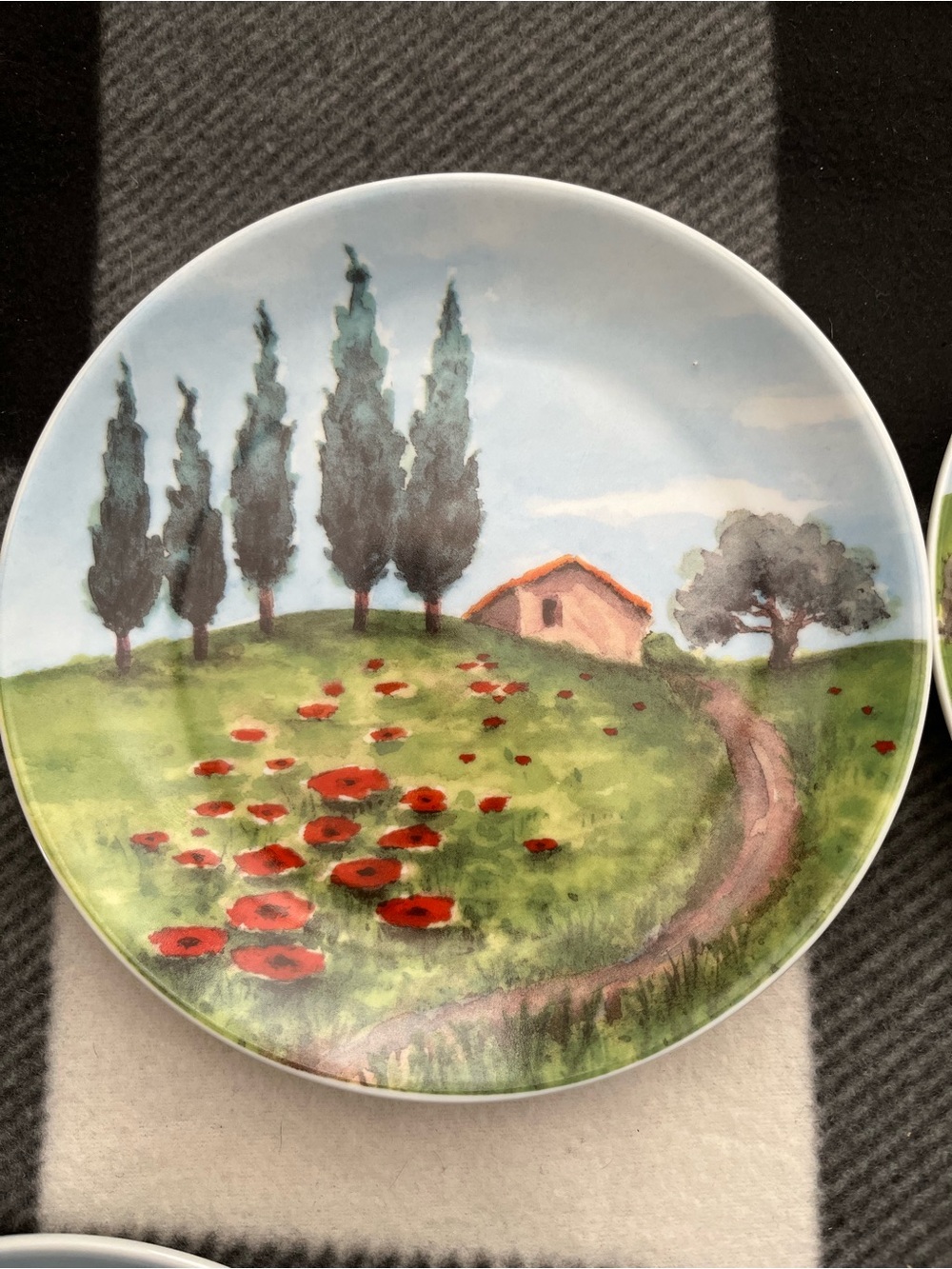 Vintage TUSCANY Country Scene Salad Dessert Plate 2002 Susanne Riette - Set of 4 - Picture 2 of 9